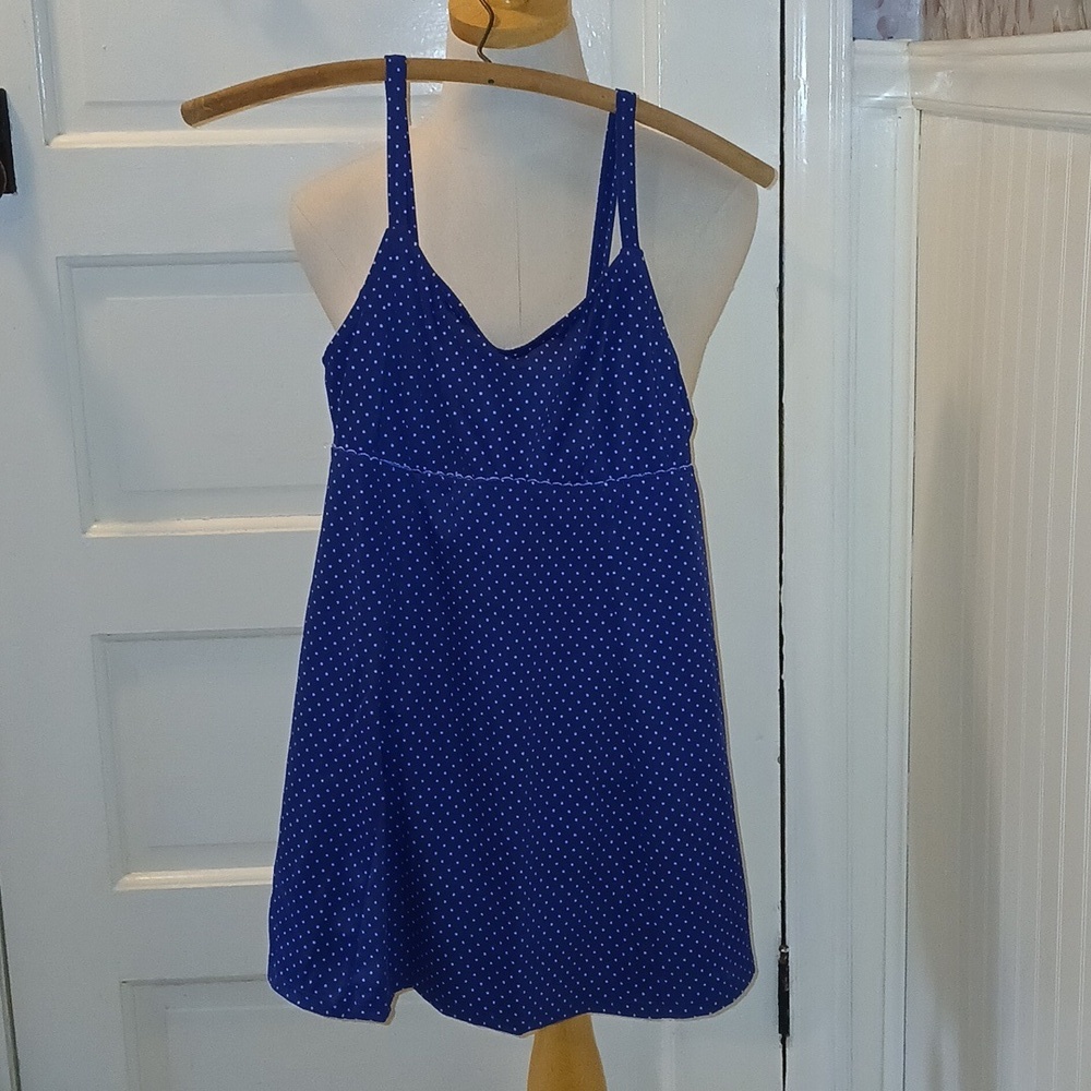 L.L. Bean Navy Polka Dot Tank Top